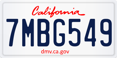 CA license plate 7MBG549