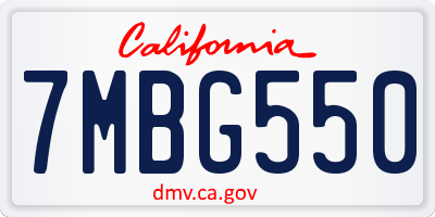 CA license plate 7MBG550