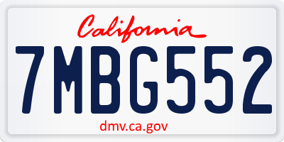 CA license plate 7MBG552