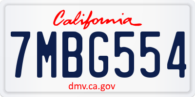 CA license plate 7MBG554