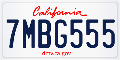 CA license plate 7MBG555