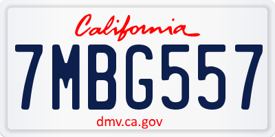 CA license plate 7MBG557