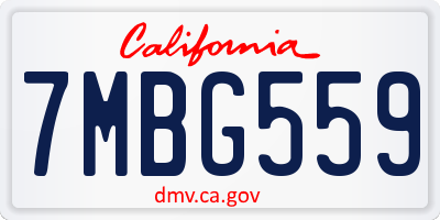 CA license plate 7MBG559