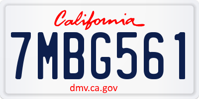 CA license plate 7MBG561