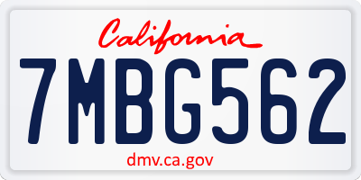 CA license plate 7MBG562