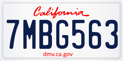 CA license plate 7MBG563