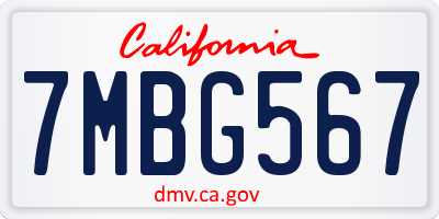 CA license plate 7MBG567