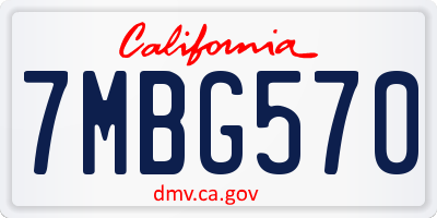 CA license plate 7MBG570