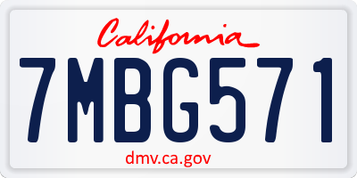 CA license plate 7MBG571
