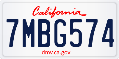 CA license plate 7MBG574