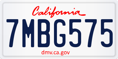 CA license plate 7MBG575