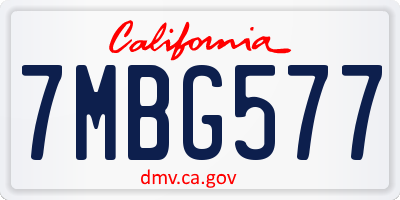 CA license plate 7MBG577