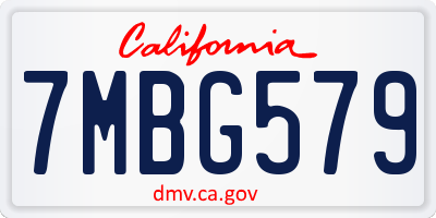 CA license plate 7MBG579