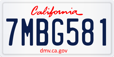 CA license plate 7MBG581