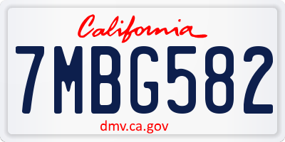 CA license plate 7MBG582