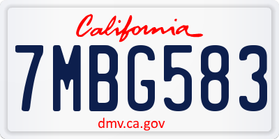 CA license plate 7MBG583