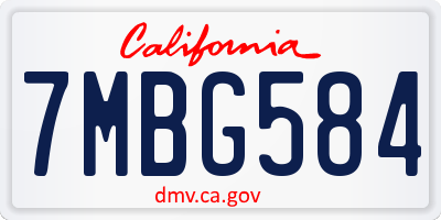 CA license plate 7MBG584