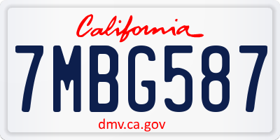 CA license plate 7MBG587