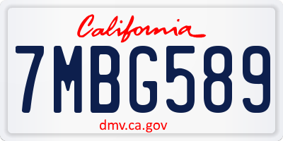 CA license plate 7MBG589