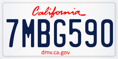 CA license plate 7MBG590