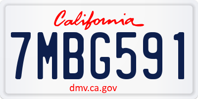 CA license plate 7MBG591