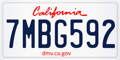 CA license plate 7MBG592