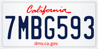 CA license plate 7MBG593