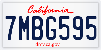 CA license plate 7MBG595
