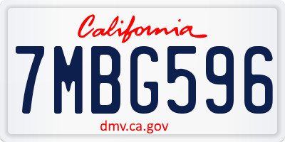CA license plate 7MBG596