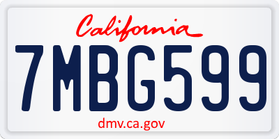 CA license plate 7MBG599