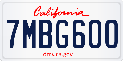 CA license plate 7MBG600