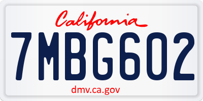 CA license plate 7MBG602