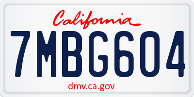 CA license plate 7MBG604