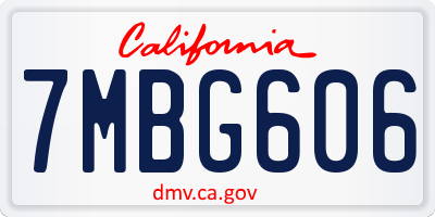 CA license plate 7MBG606