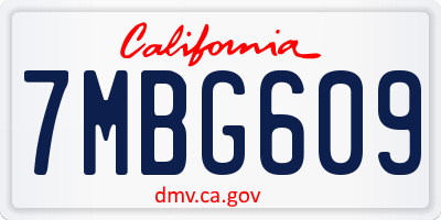 CA license plate 7MBG609