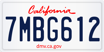 CA license plate 7MBG612