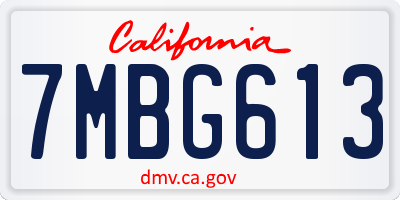 CA license plate 7MBG613