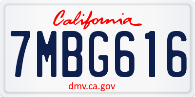 CA license plate 7MBG616