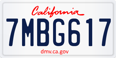 CA license plate 7MBG617