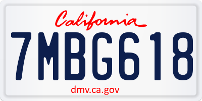 CA license plate 7MBG618