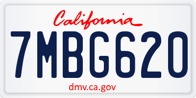 CA license plate 7MBG620