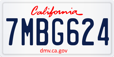 CA license plate 7MBG624