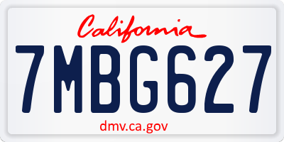 CA license plate 7MBG627