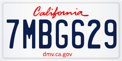 CA license plate 7MBG629