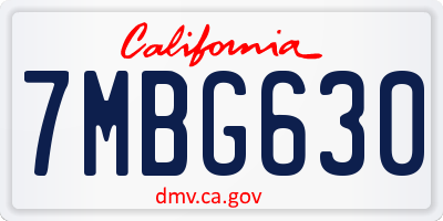 CA license plate 7MBG630