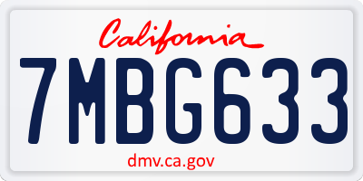CA license plate 7MBG633