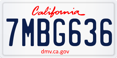 CA license plate 7MBG636