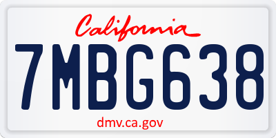 CA license plate 7MBG638