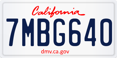 CA license plate 7MBG640
