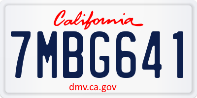 CA license plate 7MBG641